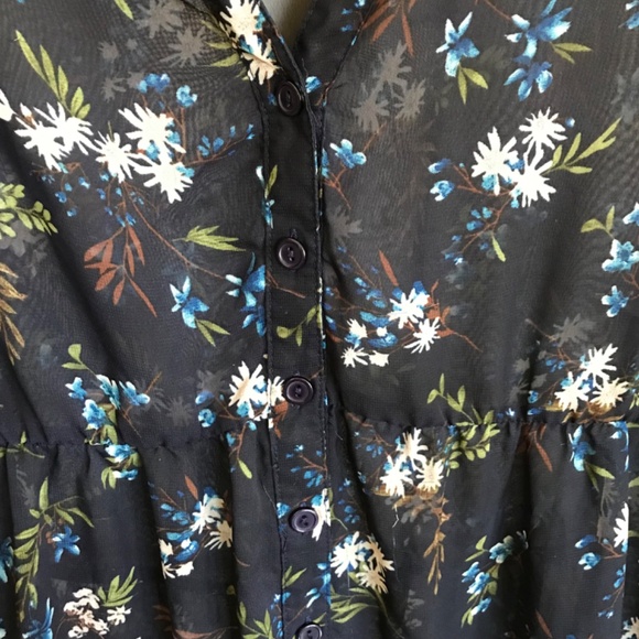 MAUVE Floral Tunic Babydoll Semi Sheer Blouse High Low Hem Women’s Plus Size 2X - Picture 3 of 16